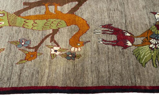 Close-up detail of 2000s Persian Gabbeh rug from Iran / Persia showing Wool weave