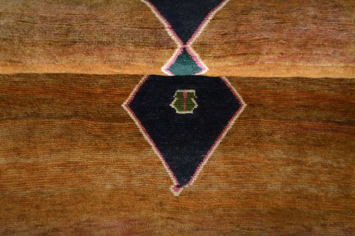 Full view of 2000s Persian Gabbeh rug from Iran / Persia, 158 × 115 cm in Yellow tones