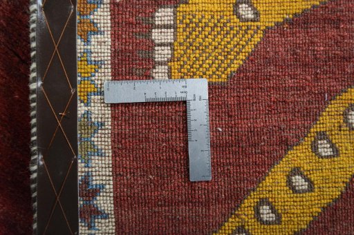 Close-up detail of 2000s Persian Gabbeh rug from Iran / Persia showing Wool weave