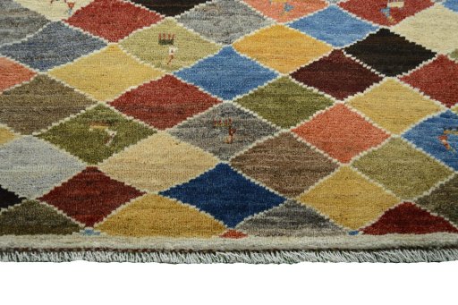 Central medallion detail of 2000s Persian Gabbeh rug from Iran / Persia