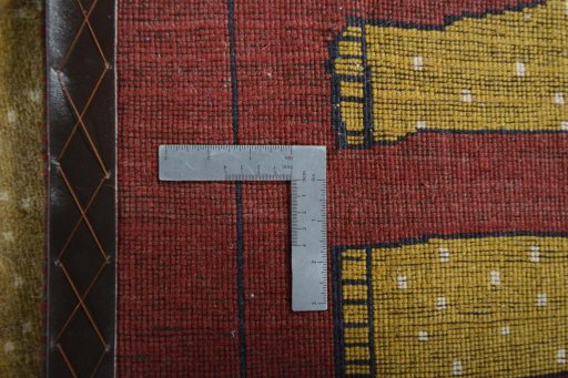 Close-up detail of 2000s Persian Gabbeh rug from Iran / Persia showing Wool weave