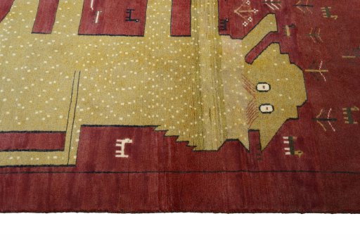 Close-up detail of 2000s Persian Gabbeh rug from Iran / Persia showing Wool weave