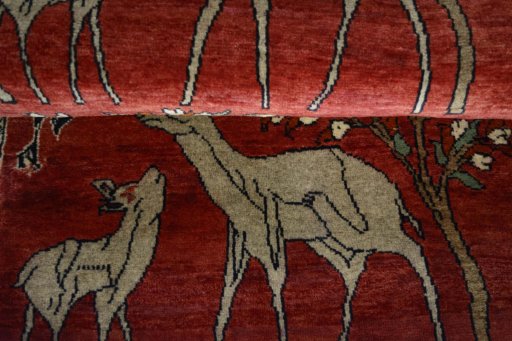 Full view of 2000s Persian Gabbeh rug from Iran / Persia, 210 × 83 cm in Red tones
