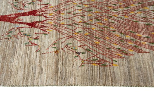 Close-up detail of New Persian Gabbeh rug from Iran / Persia showing Wool weave