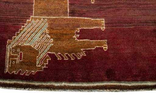 Central medallion detail of 2000s Persian Gabbeh rug from Iran / Persia