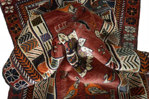 Close-up detail of 2000s Persian Gabbeh rug from Iran / Persia showing Wool weave