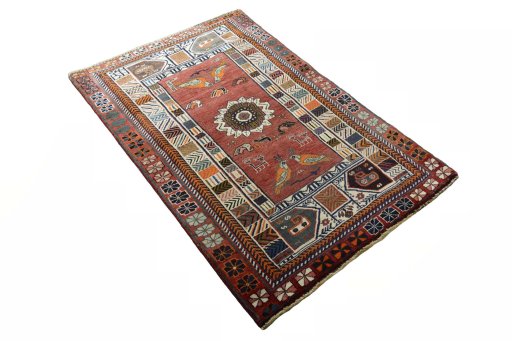 Close-up detail of 2000s Persian Gabbeh rug from Iran / Persia showing Wool weave
