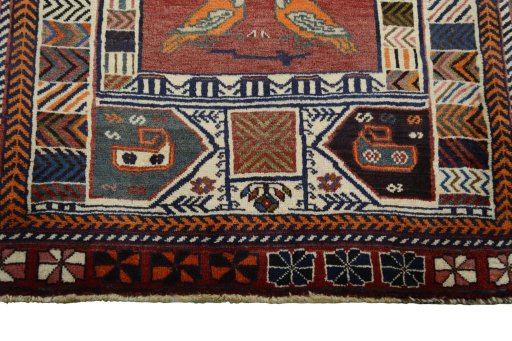 Close-up detail of 2000s Persian Gabbeh rug from Iran / Persia showing Wool weave