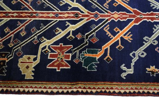 Close-up detail of 2000s Persian Gabbeh rug from Iran / Persia showing Wool weave
