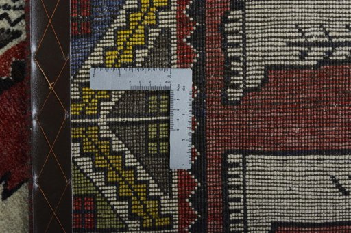 Close-up detail of 2000s Persian Gabbeh rug from Iran / Persia showing Wool weave