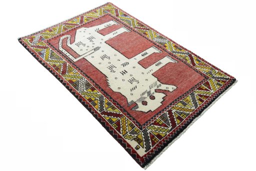 Close-up detail of 2000s Persian Gabbeh rug from Iran / Persia showing Wool weave