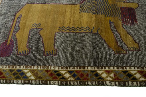 Close-up detail of 2000s Persian Gabbeh rug from Iran / Persia showing Wool weave