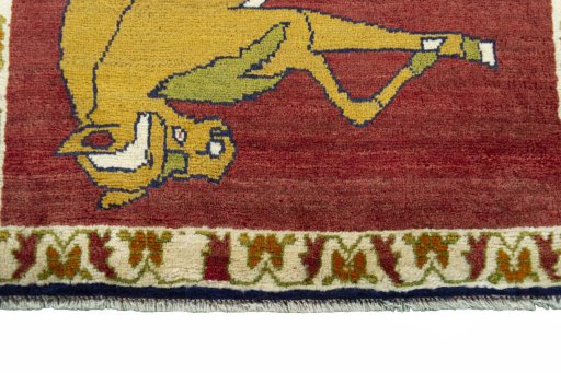 Central medallion detail of 2000s Persian Gabbeh rug from Iran / Persia