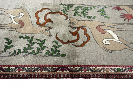 Close-up detail of 2000s Persian Gabbeh rug from Iran / Persia showing Wool weave