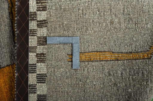 Close-up detail of 2000s Persian Gabbeh rug from Iran / Persia showing Wool weave