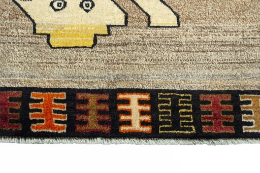 Central medallion detail of 2000s Persian Gabbeh rug from Iran / Persia