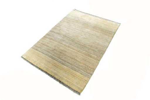 Corner detail of New Persian Gabbeh rug showing border pattern and Wool pile