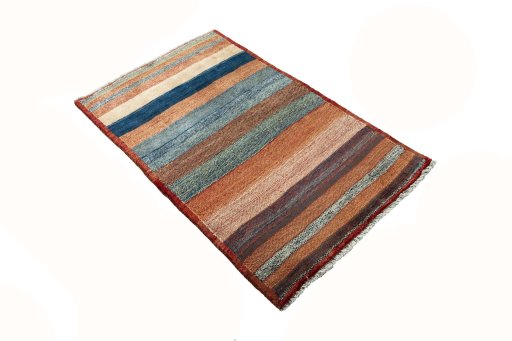 Close-up detail of 2000s Persian Gabbeh rug from Iran / Persia showing Wool weave