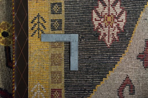 Close-up detail of 2000s Persian Gabbeh rug from Iran / Persia showing Wool weave