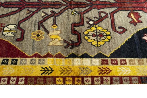 Close-up detail of 2000s Persian Gabbeh rug from Iran / Persia showing Wool weave