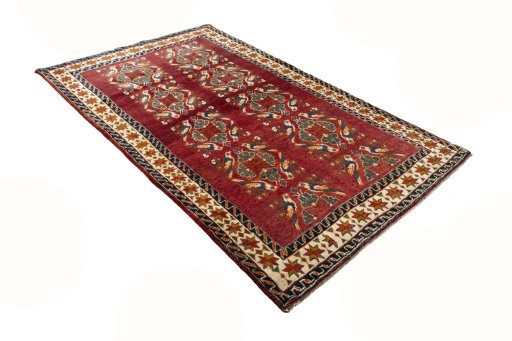 Close-up detail of 2000s Persian Gabbeh rug from Iran / Persia showing Wool weave