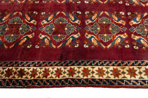 Close-up detail of 2000s Persian Gabbeh rug from Iran / Persia showing Wool weave