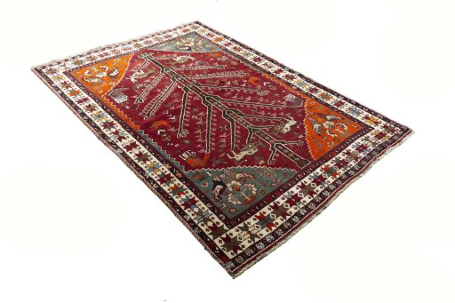Close-up detail of 2000s Persian Gabbeh rug from Iran / Persia showing Wool weave