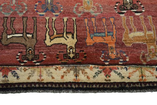 Central medallion detail of 2000s Persian Gabbeh rug from Iran / Persia