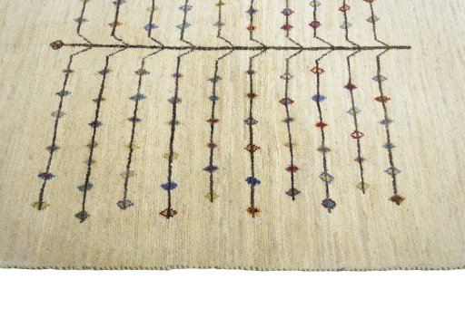 Close-up detail of New Persian Gabbeh rug from Iran / Persia showing Wool weave
