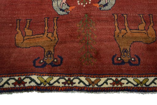 Central medallion detail of 2000s Persian Gabbeh rug from Iran / Persia