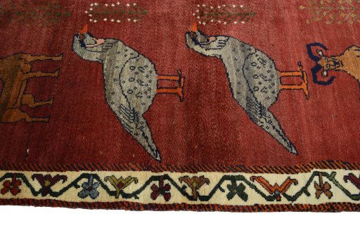 Close-up detail of 2000s Persian Gabbeh rug from Iran / Persia showing Wool weave