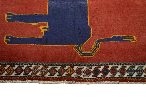 Central medallion detail of 2000s Persian Gabbeh rug from Iran / Persia
