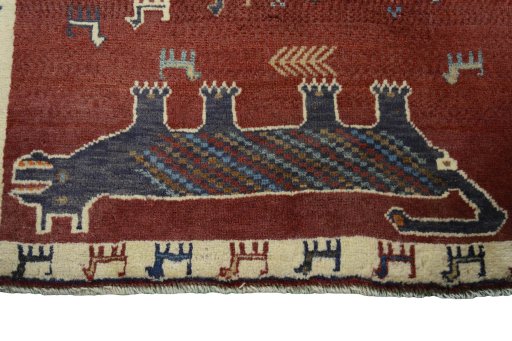 Central medallion detail of 2000s Persian Gabbeh rug from Iran / Persia
