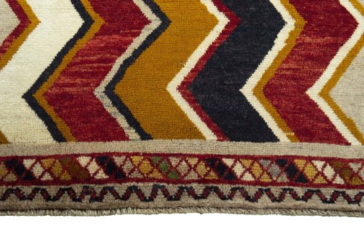 Central medallion detail of 2000s Persian Gabbeh rug from Iran / Persia