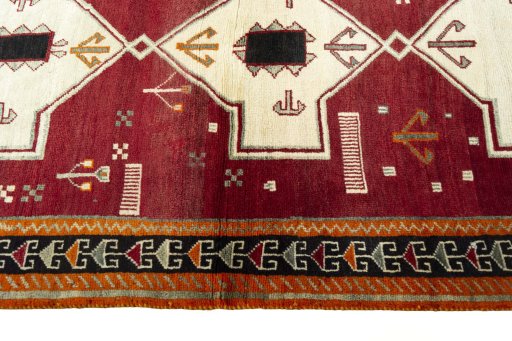 Close-up detail of 2000s Persian Gabbeh rug from Iran / Persia showing Wool weave