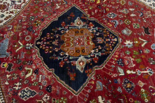 Central medallion detail of 2000s Persian Gabbeh rug from Iran / Persia