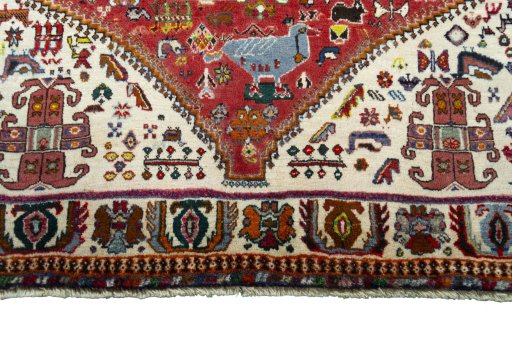 Close-up detail of 2000s Persian Gabbeh rug from Iran / Persia showing Wool weave