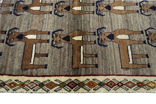 Close-up detail of 2000s Persian Gabbeh rug from Iran / Persia showing Wool weave