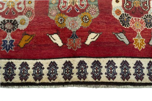 Central medallion detail of 2000s Persian Gabbeh rug from Iran / Persia