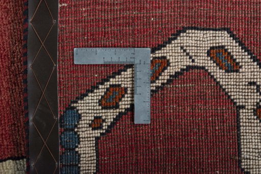 Close-up detail of 2000s Persian Gabbeh rug from Iran / Persia showing Wool weave