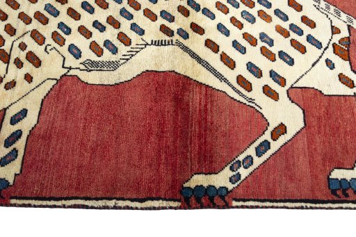 Close-up detail of 2000s Persian Gabbeh rug from Iran / Persia showing Wool weave