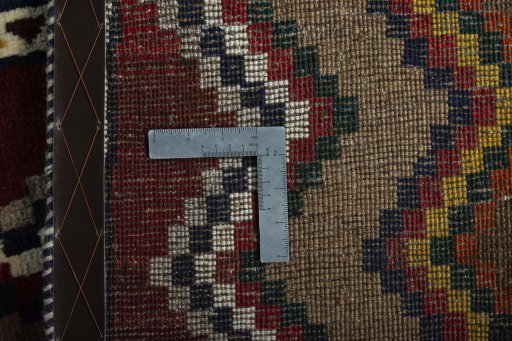 Close-up detail of 2000s Persian Gabbeh rug from Iran / Persia showing Wool weave