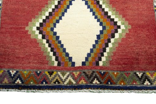 Central medallion detail of 2000s Persian Gabbeh rug from Iran / Persia