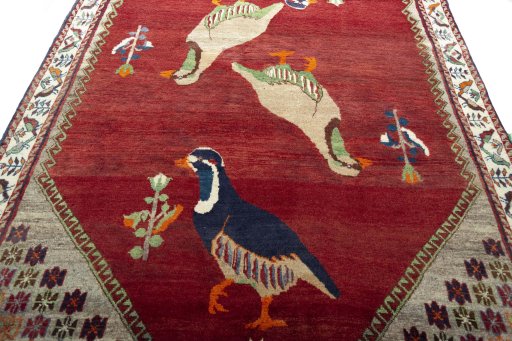 Central medallion detail of 2000s Persian Gabbeh rug from Iran / Persia