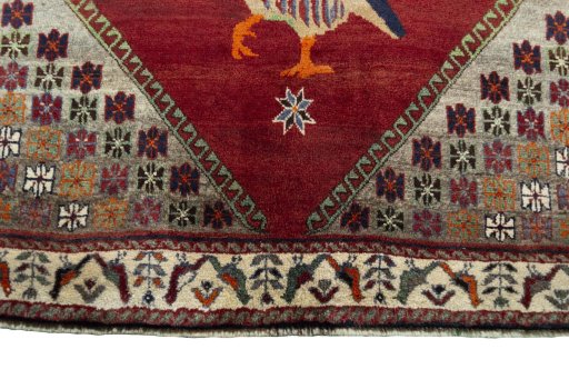 Close-up detail of 2000s Persian Gabbeh rug from Iran / Persia showing Wool weave