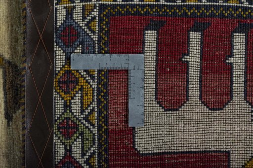 Close-up detail of 2000s Persian Gabbeh rug from Iran / Persia showing Wool weave