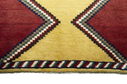Central medallion detail of 2000s Persian Gabbeh rug from Iran / Persia