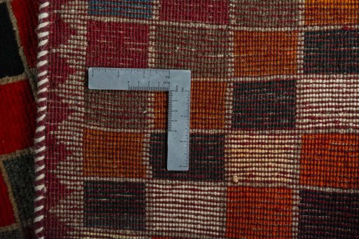Close-up detail of 2000s Persian Gabbeh rug from Iran / Persia showing Wool weave