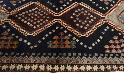 Close-up detail of 2000s Persian Gabbeh rug from Iran / Persia showing Wool weave