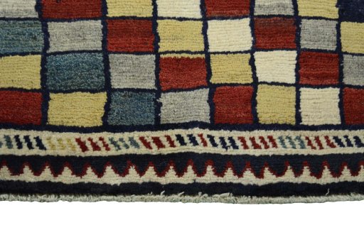 Central medallion detail of 2000s Persian Gabbeh rug from Iran / Persia